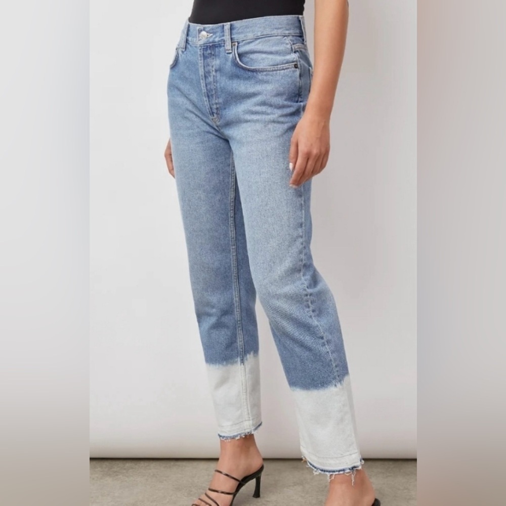 NWT Rails The Atwater Slouchy Straight Leg Crop Jean Blue Bleach Hem Size 23